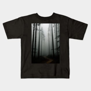 Spooky Forest with tall evergreen trees Kids T-Shirt